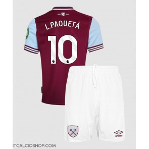West Ham United Lucas Paqueta #10 Prima Maglia Bambino 2024-25 Manica Corta (+ Pantaloni corti)